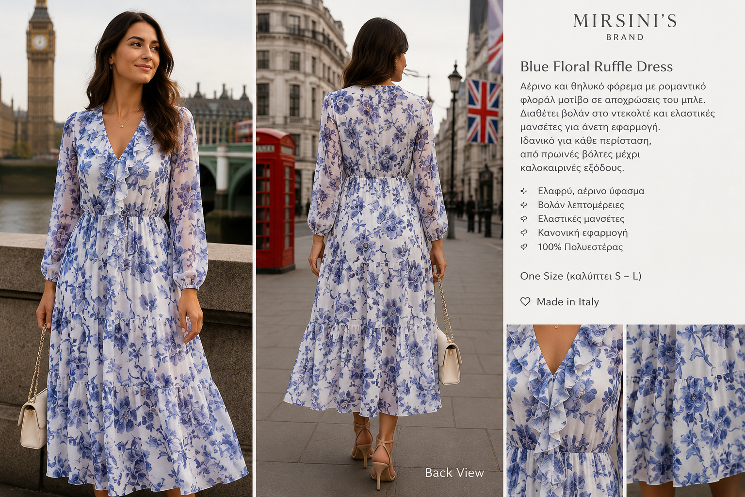 Blue floral Ruffle Dress